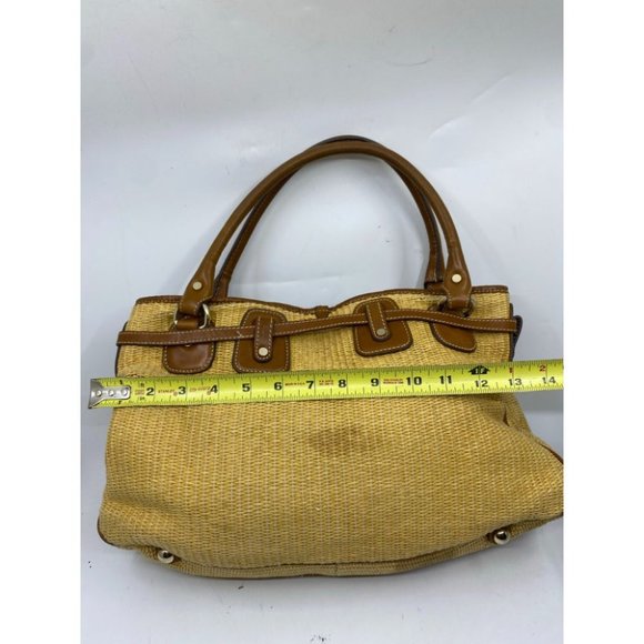 Michael Kors Yellow Brown Woven Tote Bag - Picture 5 of 15